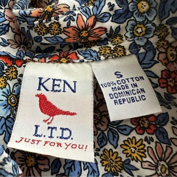 Ken LTD Short Sleeve‎ Small Red/Blue/Green Small Floral Print Shirt - Picture 2 of 5
